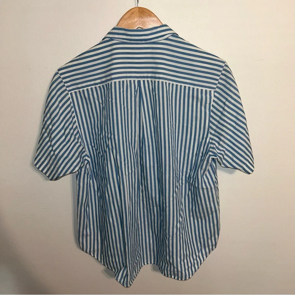 VTG Alison Craig Blue White Stripe Nautical Button Down Top Size 16